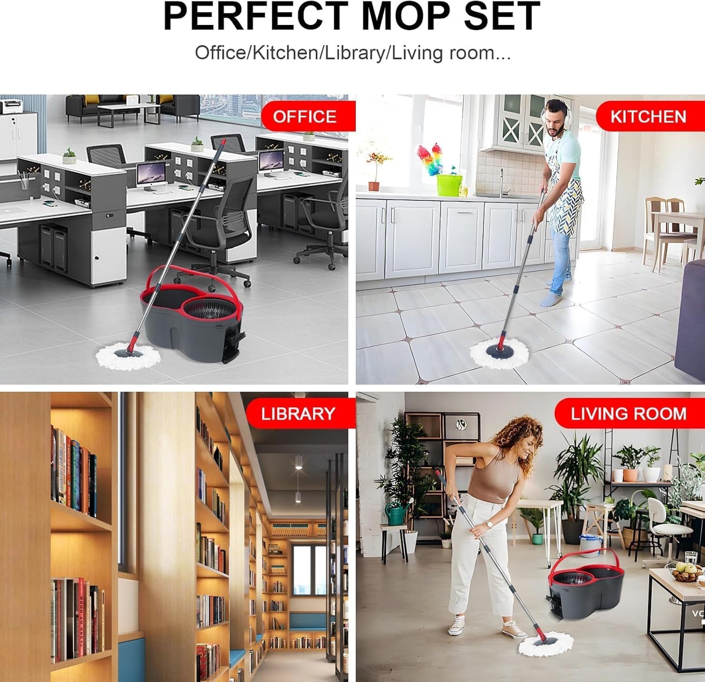 Bucket Spin Mop ( 360° ) + 2 Microfiber Clothes Free