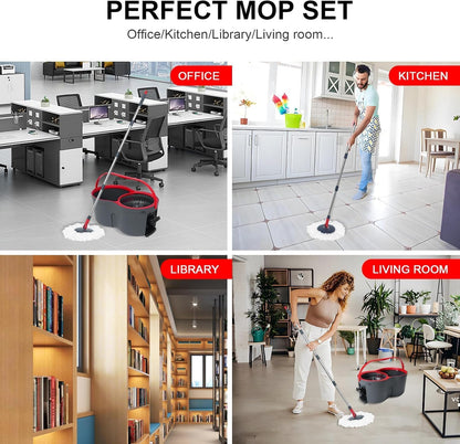 Bucket Spin Mop ( 360° ) + 2 Microfiber Clothes Free